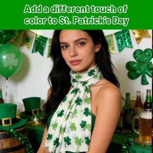 1PCS Valentine Scarf for Women, Plant and Flower Prints Irish Scarf, Gift for Gril, Women, Nurse (Light Green) in Kuwait