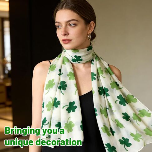 1PCS Valentine Scarf for Women, Plant and Flower Prints Irish Scarf, Gift for Gril, Women, Nurse (Light Green) in Kuwait