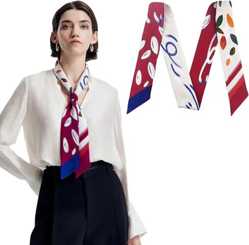 Mulberry Silk Scarf Women 2"x41.3", Hair Band Neckerchief, Handbag Ribbon, Fashion Accessory Gift in Saudi Arabia
