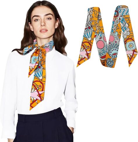 Mulberry Silk Scarf Women 2"x41.3", Hair Band Neckerchief, Handbag Ribbon, Fashion Accessory Gift in Saudi Arabia