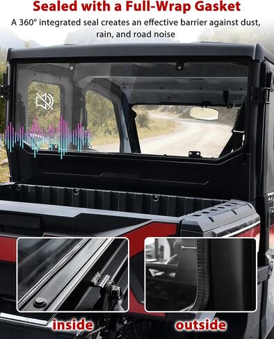 Rear Windshield for Kawasaki Ridge 2024 2025, 1/5" Thick One-piece Impact Resistant PC Back Window with Rubber Strip for Kawasaki Ridge 2024+ Accessories, Clear in Saudi Arabia