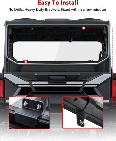Rear Windshield for Kawasaki Ridge 2024 2025, 1/5" Thick One-piece Impact Resistant PC Back Window with Rubber Strip for Kawasaki Ridge 2024+ Accessories, Clear in Saudi Arabia