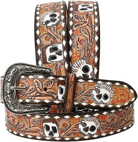American Darling Beautifully Hand Tooled Green Genuine Leather Belt Men and Women Western with Removable Buckle in Saudi Arabia
