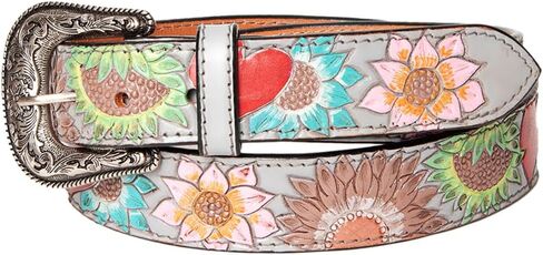 American Darling Beautifully Hand Tooled Green Genuine Leather Belt Men and Women Western with Removable Buckle in Saudi Arabia