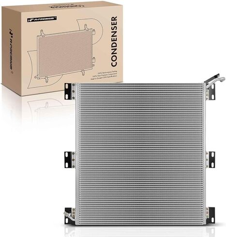 A-Premium Condenser Replacement for International 4000 Series 1990-1993 7100 1990-1993 8000 Series 1000A 1000B A/C, 3.9L 4.3L 5.0L 5.6L 7.3L 10.0L 14.0L, without Receiver Drier, with Bracket in Saudi Arabia