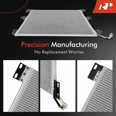 A-Premium Condenser Replacement for International 4000 Series 1990-1993 7100 1990-1993 8000 Series 1000A 1000B A/C, 3.9L 4.3L 5.0L 5.6L 7.3L 10.0L 14.0L, without Receiver Drier, with Bracket in Saudi Arabia