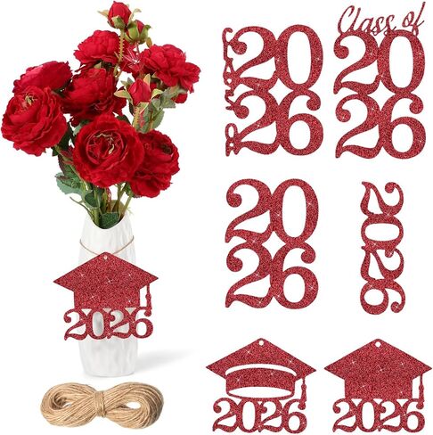 Jutom 48 Pcs Glitter 2024 Cutouts Tags 2024 Graduation Cutouts 2024 Decoration Party Favor Tag Class of 2024 Centerpiece with 708.6 Inch Rope for 2024 Graduation and New Year Party Decoration (Black) in Saudi Arabia