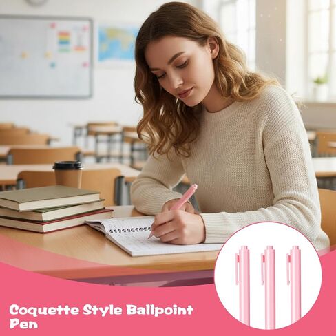 25 جهاز كمبيوتر شخصي من أقلام الحبر الجمالية السائبة لطيف الكرة نقطة القلم الوردي الحبر الأسود 0.5 مم قابل للسحب غرامة نقطة الكتابة أقلام الخادم لخادم عيد الميلاد استحمام الطفل العودة إلى المدرسة حزب لصالح الهدايا الفتيات النساء in Kuwait