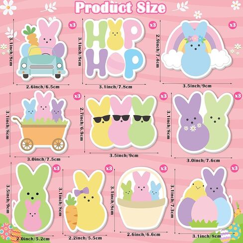 CJiangpo 30Pcs Easter Bunny Sticky Notes - 600 Sheets Assorted Cute Rabbit Designs Notepad, Colorful Spring Memo Pads for Kids Bulk Stationery for Classroom Rewards Easter Party Favors Basket Stuffers in Saudi Arabia