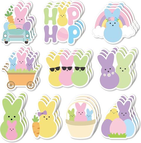 CJiangpo 30Pcs Easter Bunny Sticky Notes - 600 Sheets Assorted Cute Rabbit Designs Notepad, Colorful Spring Memo Pads for Kids Bulk Stationery for Classroom Rewards Easter Party Favors Basket Stuffers in Saudi Arabia