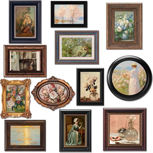 Pinkunn 12 Pcs Vintage Picture Frames for Wall or Tabletop Display Ornate French Country Frames Vintage Farmhouse Decor Antique Wall Art Set for Gallery Bedroom Living Room, No Photos in Saudi Arabia