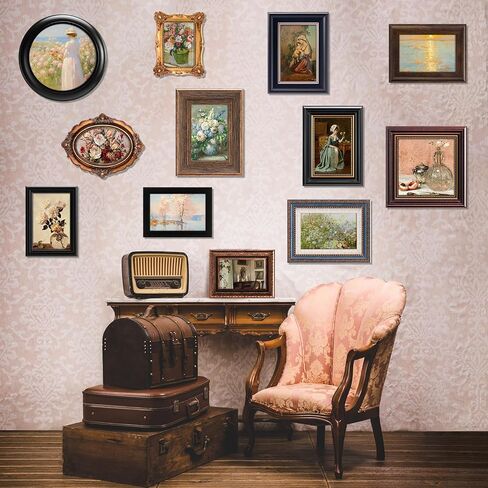 Pinkunn 12 Pcs Vintage Picture Frames for Wall or Tabletop Display Ornate French Country Frames Vintage Farmhouse Decor Antique Wall Art Set for Gallery Bedroom Living Room, No Photos in Saudi Arabia