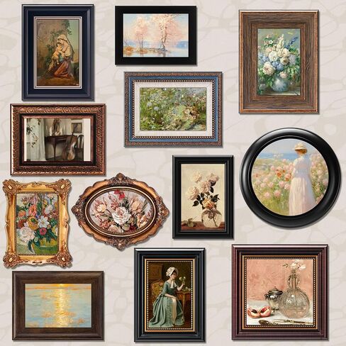 Pinkunn 12 Pcs Vintage Picture Frames for Wall or Tabletop Display Ornate French Country Frames Vintage Farmhouse Decor Antique Wall Art Set for Gallery Bedroom Living Room, No Photos in Saudi Arabia