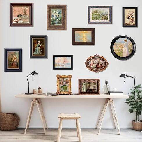 Pinkunn 12 Pcs Vintage Picture Frames for Wall or Tabletop Display Ornate French Country Frames Vintage Farmhouse Decor Antique Wall Art Set for Gallery Bedroom Living Room, No Photos in Saudi Arabia