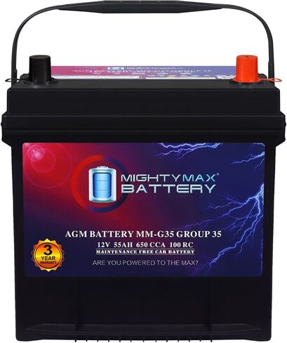 Mighty Max Battery MM-G35 Group Size 35 12V, 55Ah, 100RC, AGM, 650 CCA, Replacement Battery Compatible with Toyota RAV4 2.5Liter 15 in Saudi Arabia