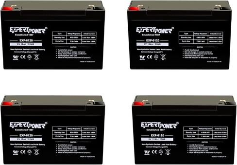 ExpertPower EXP6120 6V 12Ah - (4 Pack) SLA AGM 6V Battery for Emergency Light, Deer Feeder, Solar Storage, Electric Scooters, 6 Volt Battery Rechargeable, VRLA Batteries Replacement (F1 Terminal) in Saudi Arabia