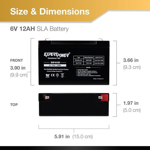 ExpertPower EXP6120 6V 12Ah - (4 Pack) SLA AGM 6V Battery for Emergency Light, Deer Feeder, Solar Storage, Electric Scooters, 6 Volt Battery Rechargeable, VRLA Batteries Replacement (F1 Terminal) in Saudi Arabia