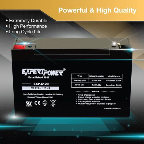 ExpertPower EXP6120 6V 12Ah - (4 Pack) SLA AGM 6V Battery for Emergency Light, Deer Feeder, Solar Storage, Electric Scooters, 6 Volt Battery Rechargeable, VRLA Batteries Replacement (F1 Terminal) in Saudi Arabia