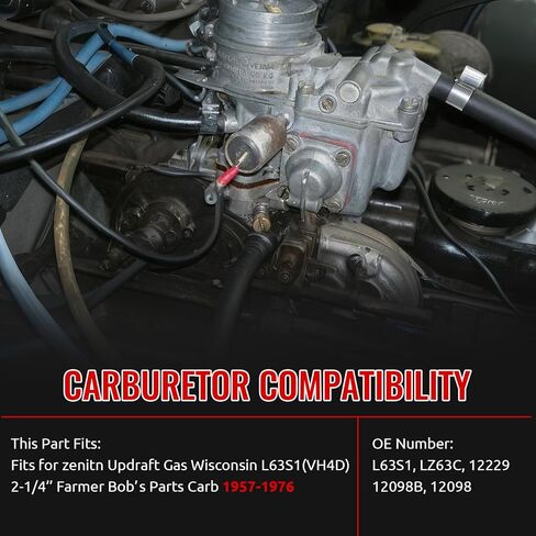 Carburetor for Wisconsin VH4D Engine L63S1, Compatible with Zenith 12098 12229 LZ63C Updraft 2-1/4" Mount (1957-1976) 12098B in Saudi Arabia