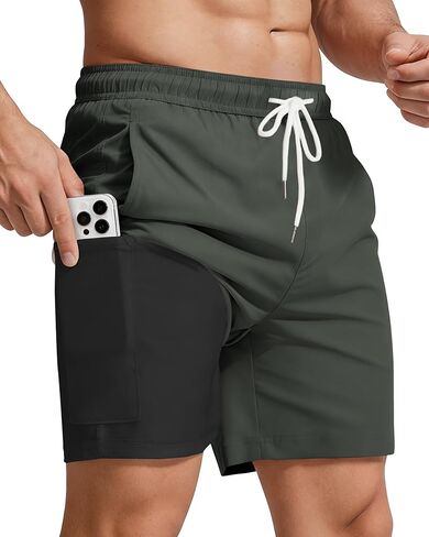 Men's 2 in 1 Running Shorts 5" Lightweight Quick Dry Athletic Workout Shorts with Liner and Pockets for Gym Training in Saudi Arabia