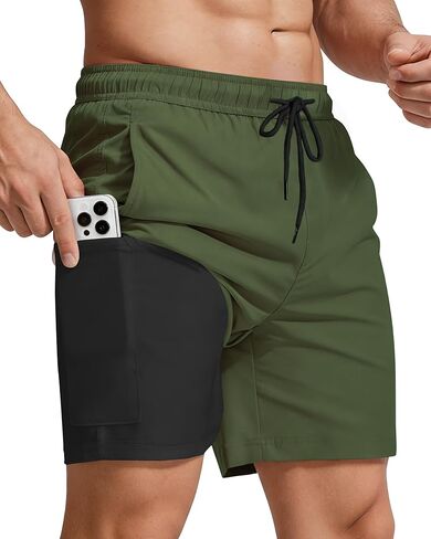 Men's 2 in 1 Running Shorts 5" Lightweight Quick Dry Athletic Workout Shorts with Liner and Pockets for Gym Training in Kuwait