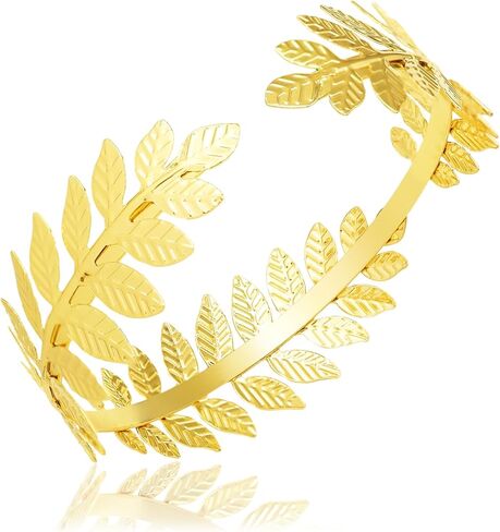 RechicGu Adjustable Open Cuff Upper Arm Cuff with Art Deco Laurel Leaf Branch Bangle Bracelet for Belly Dance and Arm Decoration,Roman and Greek Inspired Armband in Saudi Arabia