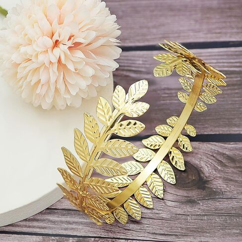 RechicGu Adjustable Open Cuff Upper Arm Cuff with Art Deco Laurel Leaf Branch Bangle Bracelet for Belly Dance and Arm Decoration,Roman and Greek Inspired Armband in Saudi Arabia
