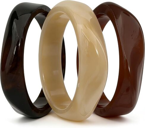 CJIAYUJEW Acrylic Chunky Bangle Bracelets for Women Irregular Colorful Acrylic Resin Bracelet Set Fashion Geometric Cuff Wide Bangles in Saudi Arabia