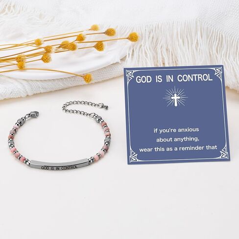 Tube Motivational Bracelets for Women, God is in Control Bracelet Inspirational Gifts for Friends Mom Bestie Friendship Birthday Valentine's Day Meaningful Gifts for Her in Saudi Arabia