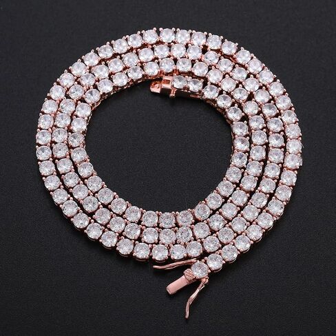 Iced Out Chains for Men Women - 18k Gold and Silver Plating 3MM - 6MM Double Row Zircon - Hip Hop Tennis Chain - Hip Hop Necklace Rapper Jewelry in Saudi Arabia