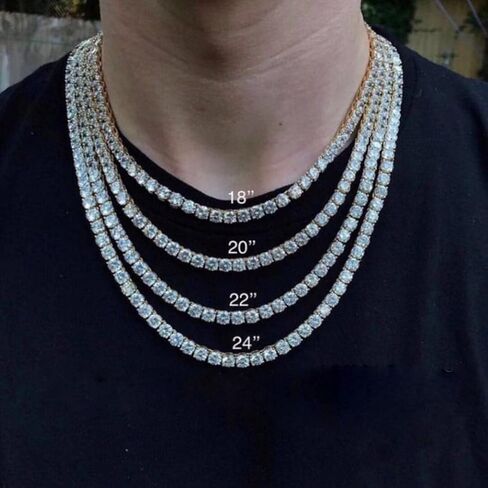 Iced Out Chains for Men Women - 18k Gold and Silver Plating 3MM - 6MM Double Row Zircon - Hip Hop Tennis Chain - Hip Hop Necklace Rapper Jewelry in Saudi Arabia