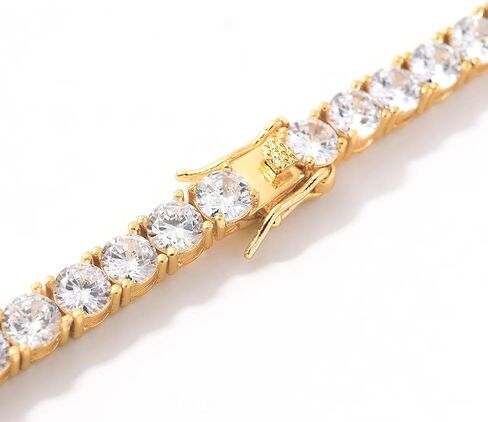 Iced Out Chains for Men Women - 18k Gold and Silver Plating 3MM - 6MM Double Row Zircon - Hip Hop Tennis Chain - Hip Hop Necklace Rapper Jewelry in Saudi Arabia