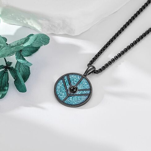 Viking Shield Necklace 925 Sterling Silver Turquoise Lagertha Inspired Maidens Pendant Necklaces Black Viking Lagertha Jewelry Gifts for Women Men in Kuwait