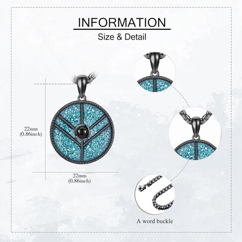 Viking Shield Necklace 925 Sterling Silver Turquoise Lagertha Inspired Maidens Pendant Necklaces Black Viking Lagertha Jewelry Gifts for Women Men in Kuwait
