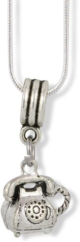 Telephone (Old Style Rotary with pick up to ear and mouth) Charm Snake Chain Necklace in Saudi Arabia
