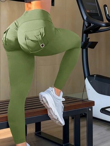 Workout Cargo Leggings with Pockets for Women Hidden Scrunch Butt Lifting Leggings Gym Yoga Pants in Saudi Arabia