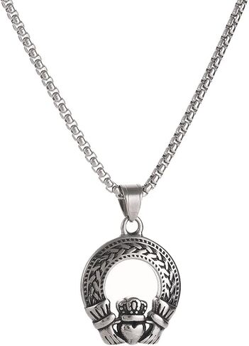 TURTLEDOVE Celtic Claddagh Pendant Necklace, Stainless Steel Love Knot Pendant, Traditional Irish Design Jewelry for Love in Saudi Arabia