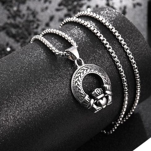 TURTLEDOVE Celtic Claddagh Pendant Necklace, Stainless Steel Love Knot Pendant, Traditional Irish Design Jewelry for Love in Saudi Arabia