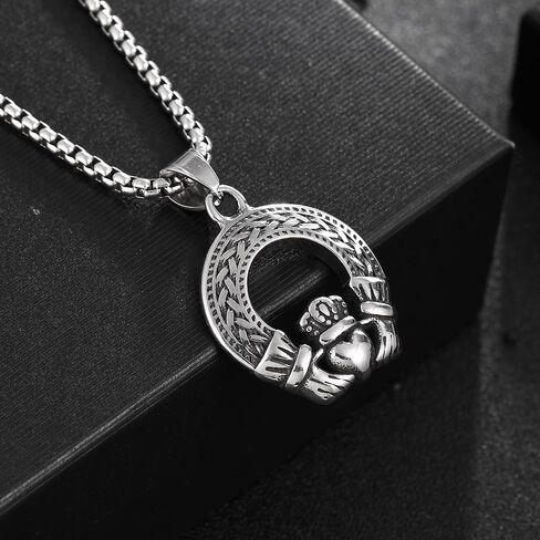 TURTLEDOVE Celtic Claddagh Pendant Necklace, Stainless Steel Love Knot Pendant, Traditional Irish Design Jewelry for Love in Saudi Arabia