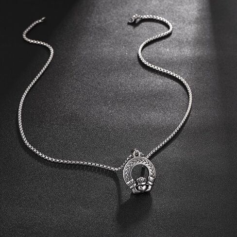 TURTLEDOVE Celtic Claddagh Pendant Necklace, Stainless Steel Love Knot Pendant, Traditional Irish Design Jewelry for Love in Saudi Arabia