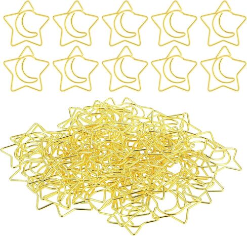 60 Pcs Decorative Paper Clips Creative Metal Moon and Star Shape Paper Clips Funny Cute Paperclips Gold Moonstar Shaped Clip Bookmarks Planner Fun Clip for Office Document School(Gold) in Saudi Arabia
