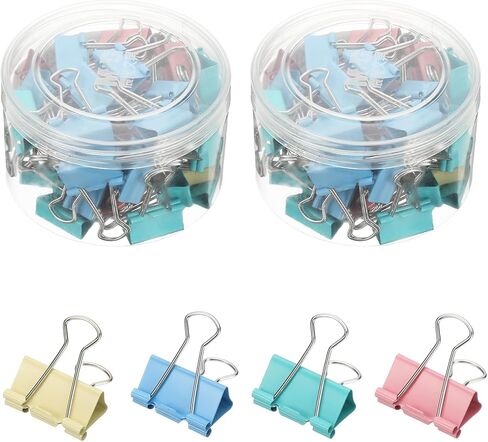 PATIKIL 96 Pack Paper Office Binder Clips, 0.98 Inch Paper Clamps Medium Binder Clips for Office Supplies Organizing Documents, Multicolor 1 in Saudi Arabia