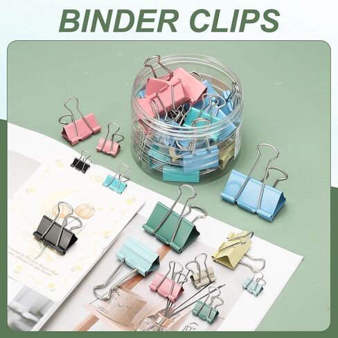 PATIKIL 96 Pack Paper Office Binder Clips, 0.98 Inch Paper Clamps Medium Binder Clips for Office Supplies Organizing Documents, Multicolor 1 in Saudi Arabia