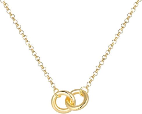 925 Sterling Silver Interlocking Necklace For Women, Infinity Silver Necklace, Interlocking Ring Necklaces For Women Men, Irregular Circle Infinity Jewelry For Women in Saudi Arabia