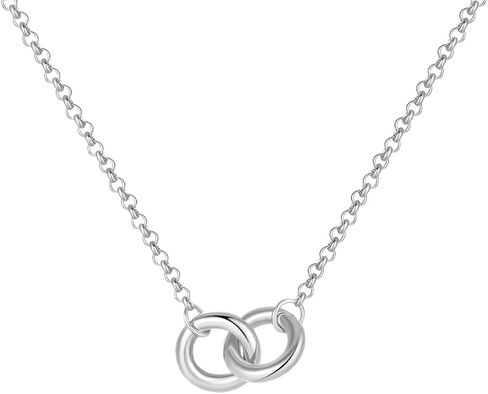 925 Sterling Silver Interlocking Necklace For Women, Infinity Silver Necklace, Interlocking Ring Necklaces For Women Men, Irregular Circle Infinity Jewelry For Women in Saudi Arabia