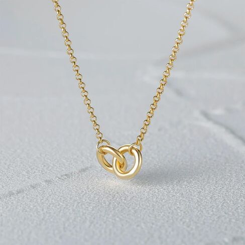 925 Sterling Silver Interlocking Necklace For Women, Infinity Silver Necklace, Interlocking Ring Necklaces For Women Men, Irregular Circle Infinity Jewelry For Women in Saudi Arabia