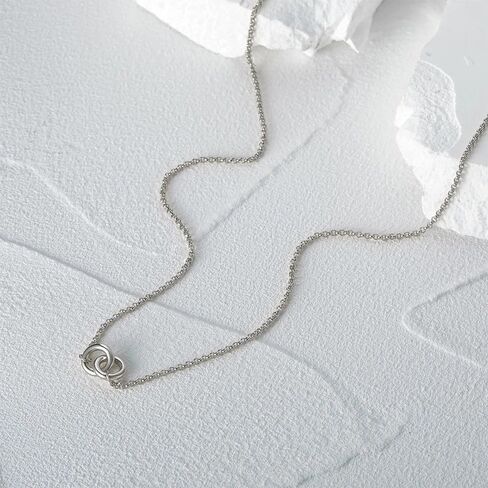 925 Sterling Silver Interlocking Necklace For Women, Infinity Silver Necklace, Interlocking Ring Necklaces For Women Men, Irregular Circle Infinity Jewelry For Women in Saudi Arabia