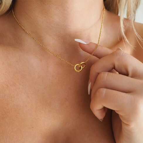 925 Sterling Silver Interlocking Necklace For Women, Infinity Silver Necklace, Interlocking Ring Necklaces For Women Men, Irregular Circle Infinity Jewelry For Women in Saudi Arabia