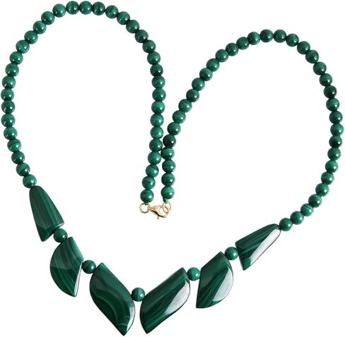 قلادة من أحجار الملكيت الطبيعية S925 قلادة من أوراق الملكيت الطبيعية in Kuwait