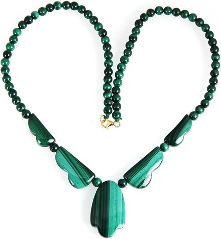Natural malachite gemstone necklace S925 Natural malachite leaf necklace in Saudi Arabia
